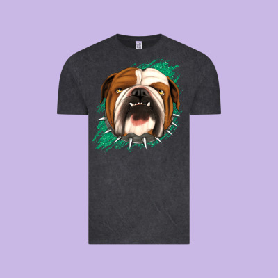 Bulldog Green Glitter Vintage Tee Designed By Jasminsmagicworld