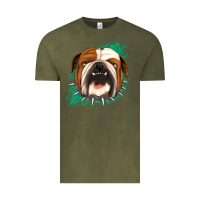 Vintage Olive Bulldog Green glitter Vintage Tee - Jasminsmagicworld