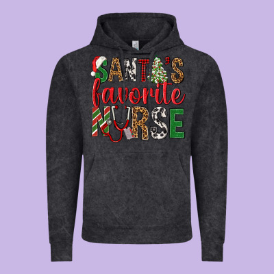 Santa's Favorite Nurse Vintage Hoodie Designed By Bundleandbundleshop