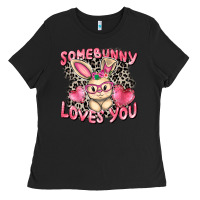 Black Somebunny loves you Easter Day Ladies Tee - CowGirlArtShop