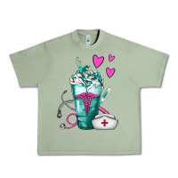 Oil Green Nurse Frappe Urban Heavy Tee - FaDigitalArtStudio