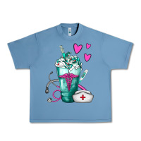 Pebble Blue Nurse Frappe Urban Heavy Tee - FaDigitalArtStudio