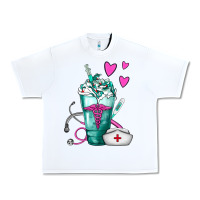 White Nurse Frappe Urban Heavy Tee - FaDigitalArtStudio