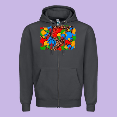 Autism Heart Background Zipper Hoodie Designed By Adodesignshop