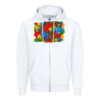 White autism heart background Zipper Hoodie - AdoDesignShop
