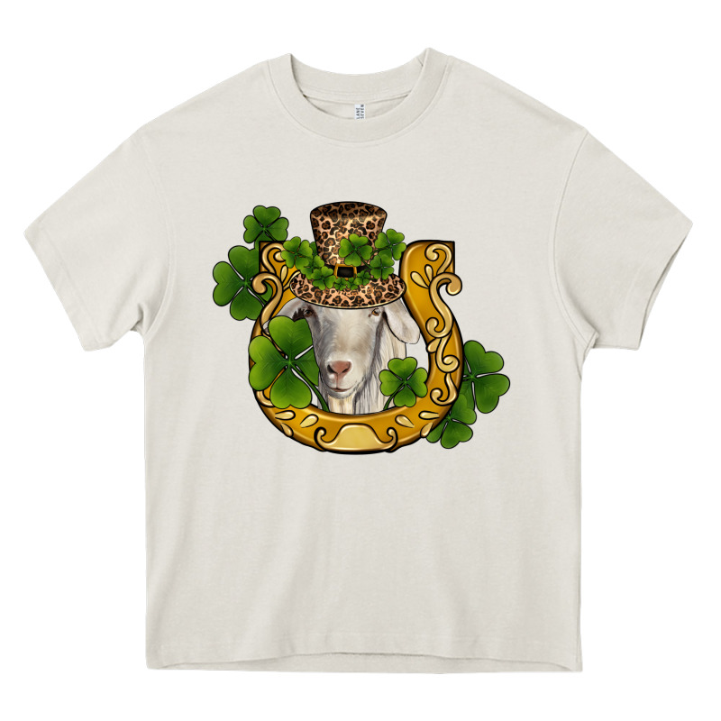 St Patricks Day Goat Horseshoe Shamrock Heavy Core Tee by RanaPortraitStore | Teevron