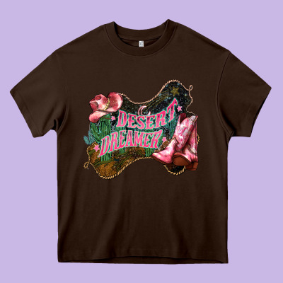 Desert Dreamer Cowgirl Boots Hat Heavy Core Tee Designed By Howdyjamesfarm