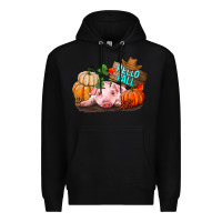 Black Hello fall pig Premium Hoodie - RanaPortraitStore