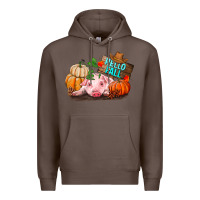 Coffee Hello fall pig Premium Hoodie - RanaPortraitStore