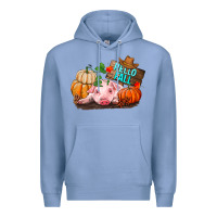 Colony Blue Hello fall pig Premium Hoodie - RanaPortraitStore