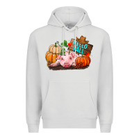 Dove Grey Hello fall pig Premium Hoodie - RanaPortraitStore