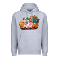 Heather Grey Hello fall pig Premium Hoodie - RanaPortraitStore
