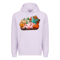 Lilac Hello fall pig Premium Hoodie - RanaPortraitStore