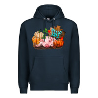 Navy Hello fall pig Premium Hoodie - RanaPortraitStore