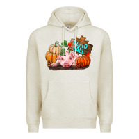Oatmeal Heather Hello fall pig Premium Hoodie - RanaPortraitStore