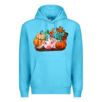Ocean Blue Hello fall pig Premium Hoodie - RanaPortraitStore