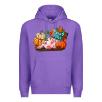 Purple Hello fall pig Premium Hoodie - RanaPortraitStore
