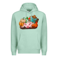 Seafoam Hello fall pig Premium Hoodie - RanaPortraitStore