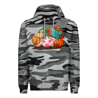 Slate Camo Hello fall pig Premium Hoodie - RanaPortraitStore