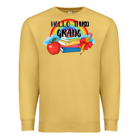 Antique Gold back to school hello third grade 3200x2400 Premium Sweatshirt - AdoDesignShop