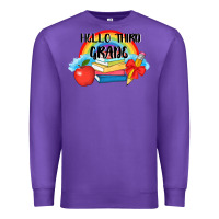 Purple back to school hello third grade 3200x2400 Premium Sweatshirt - AdoDesignShop