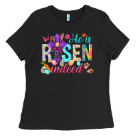 Black He is risen indeed Happy Easter Day Ladies Tee - HowdyJamesFarm