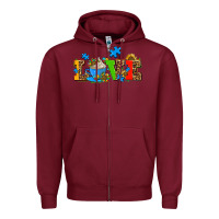 Burgundy autism coffee cup with sunflower Zipper Hoodie - AdoDesignShop