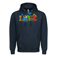 Navy autism coffee cup with sunflower Zipper Hoodie - AdoDesignShop