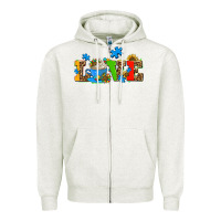 Oatmeal Heather autism coffee cup with sunflower Zipper Hoodie - AdoDesignShop