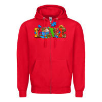 Red autism coffee cup with sunflower Zipper Hoodie - AdoDesignShop