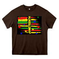 Chocolate Brown juneteenth american flag Heavy Core Tee - TumblerDesignByShophia