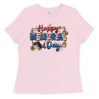 Bubblegum Pink Happy memorial day 4th of july Ladies Tee - CowGirlArtShop