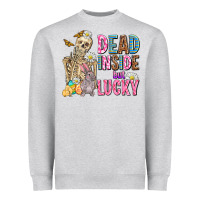 Heather Grey easter dead inside but lucky  with skeleton Heavyweight Sweatshirt - AdoDesignShop