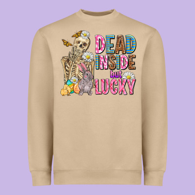 Easter Dead Inside But Lucky  With Skeleton Heavyweight Sweatshirt Designed By Adodesignshop