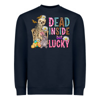 Navy easter dead inside but lucky  with skeleton Heavyweight Sweatshirt - AdoDesignShop