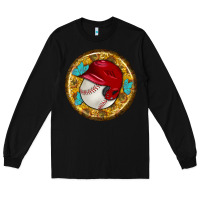 Black baseball with sunflower round earrings Long Sleeve Tee - BundleAndBundleShop