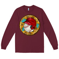 Burgundy baseball with sunflower round earrings Long Sleeve Tee - BundleAndBundleShop