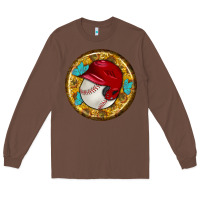 Chestnut baseball with sunflower round earrings Long Sleeve Tee - BundleAndBundleShop
