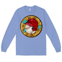 Colony Blue baseball with sunflower round earrings Long Sleeve Tee - BundleAndBundleShop