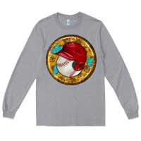 Heather Grey baseball with sunflower round earrings Long Sleeve Tee - BundleAndBundleShop