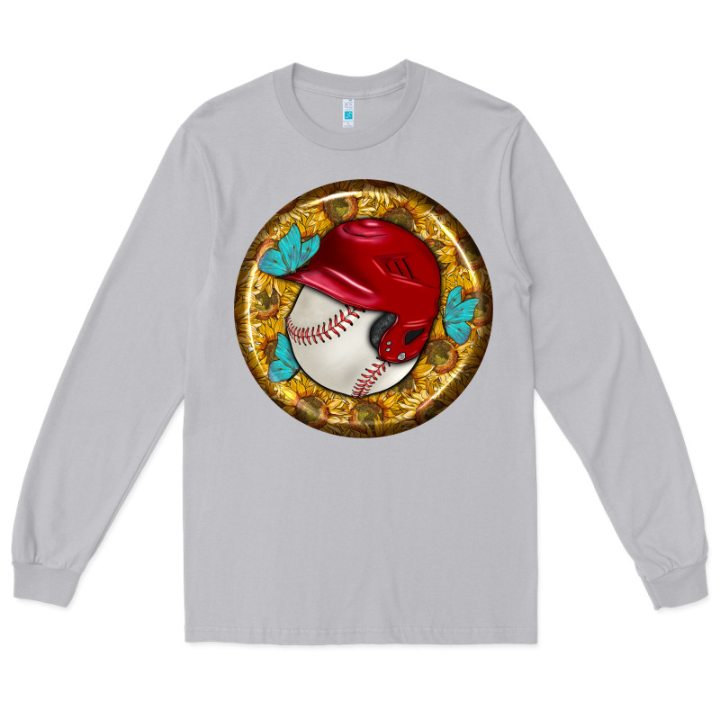 Baseball With Sunflower Round Earrings Long Sleeve Tee by BundleAndBundleShop | Teevron
