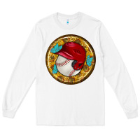 White baseball with sunflower round earrings Long Sleeve Tee - BundleAndBundleShop