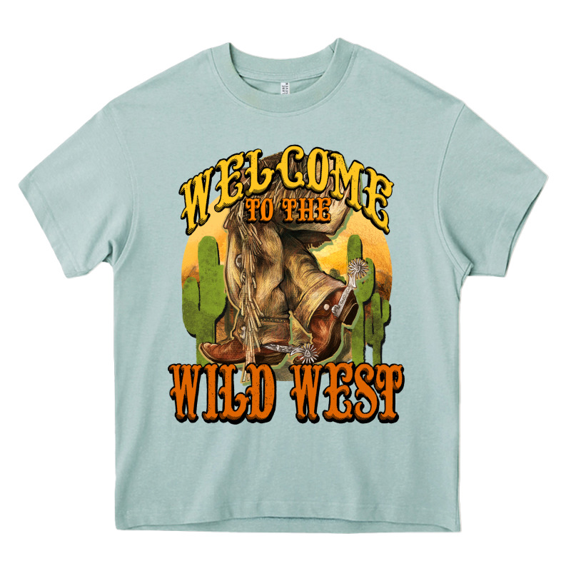 Welcome To The Wild West Cowboy Boots Heavy Core Tee by HowdyJamesFarm | Teevron