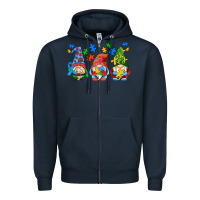 Navy autism gnomes Zipper Hoodie - AdoDesignShop