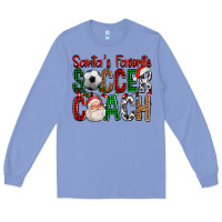 Colony Blue Santa's Favorite Soccer Coach For Christmas Long Sleeve Tee - FaDigitalArtStudio
