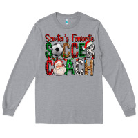 Heather Grey Santa's Favorite Soccer Coach For Christmas Long Sleeve Tee - FaDigitalArtStudio