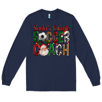 Navy Santa's Favorite Soccer Coach For Christmas Long Sleeve Tee - FaDigitalArtStudio
