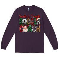 Plum Santa's Favorite Soccer Coach For Christmas Long Sleeve Tee - FaDigitalArtStudio
