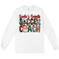 White Santa's Favorite Soccer Coach For Christmas Long Sleeve Tee - FaDigitalArtStudio