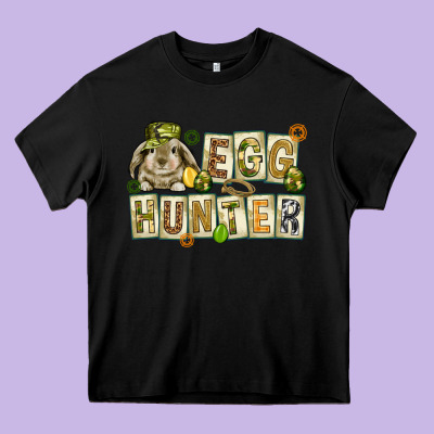 Egg Hunter With Plate Letters Easter Day Heavy Core Tee Designed By Howdyjamesfarm